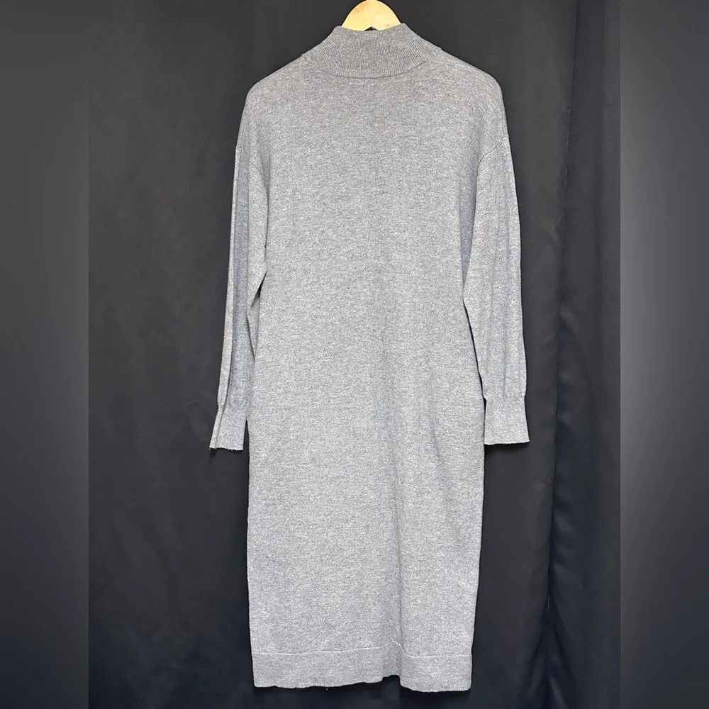 2 Pockets Gray Long Sleeve Moussy Maxi Dress Free Size